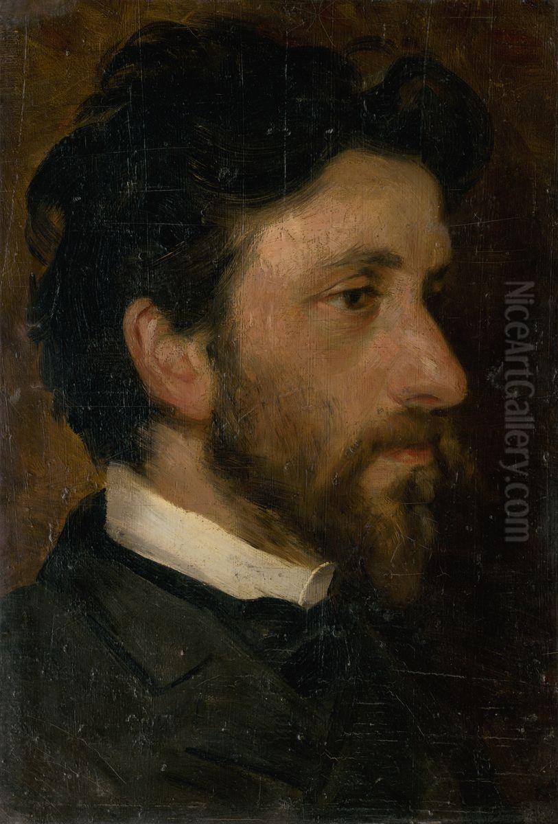 Head Study of a Man Oil Painting by Ludovit Pitthordt