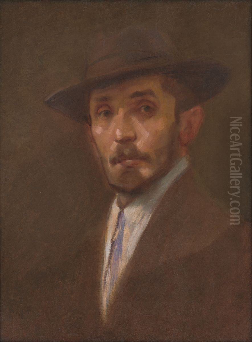 Self-Portrait Oil Painting by Milan Thomka Mitrovsky