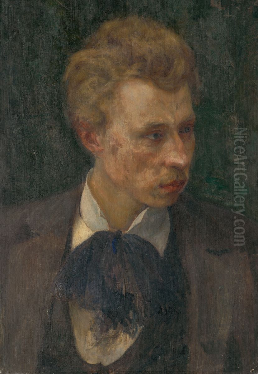 Portrait of the Artist R. Boehm Oil Painting by Milos Jiranek