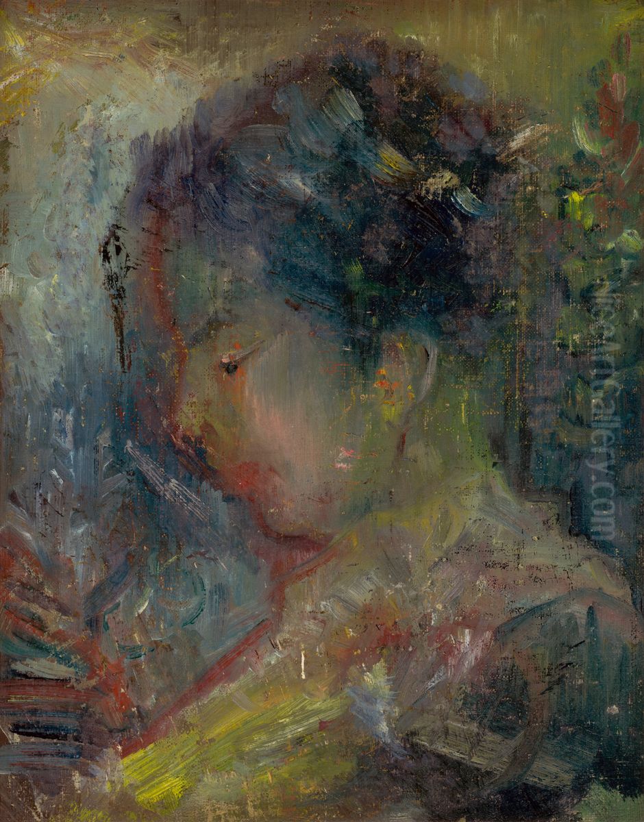 Head of a Woman in Profile Oil Painting by Arnold Peter Weisz-Kubincan