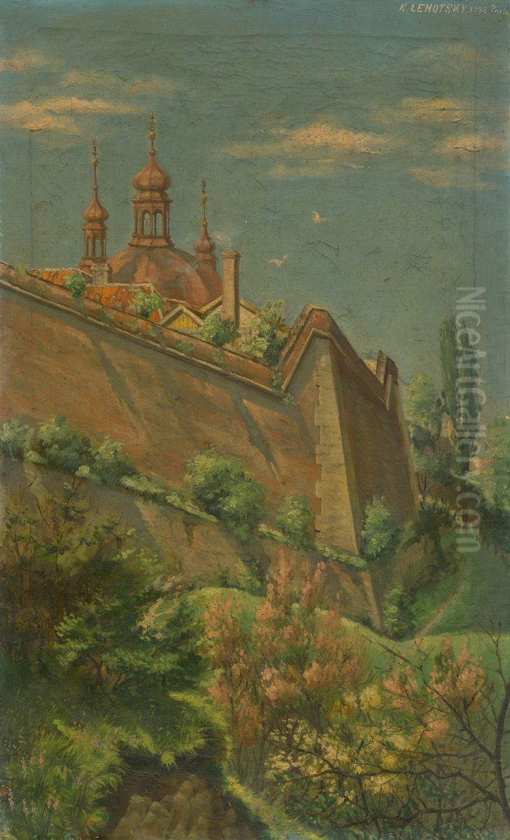 Prague - Karlov Oil Painting by Karol Miloslav Lehotsky