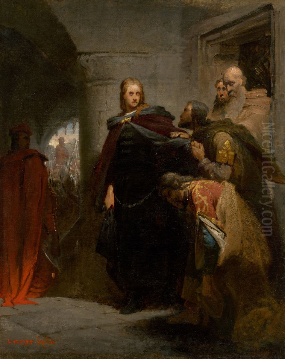 Lucenie Ladislava Hunadyiho (Hunadyho) s vlastou Oil Painting by Gyula Benczur