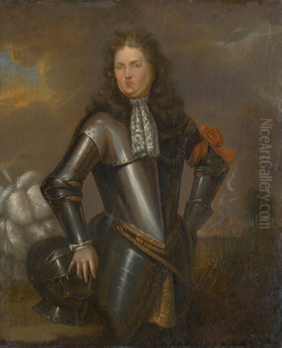 Portrait of a Nobleman in an Armour Oil Painting by Johann Lucas Kracker