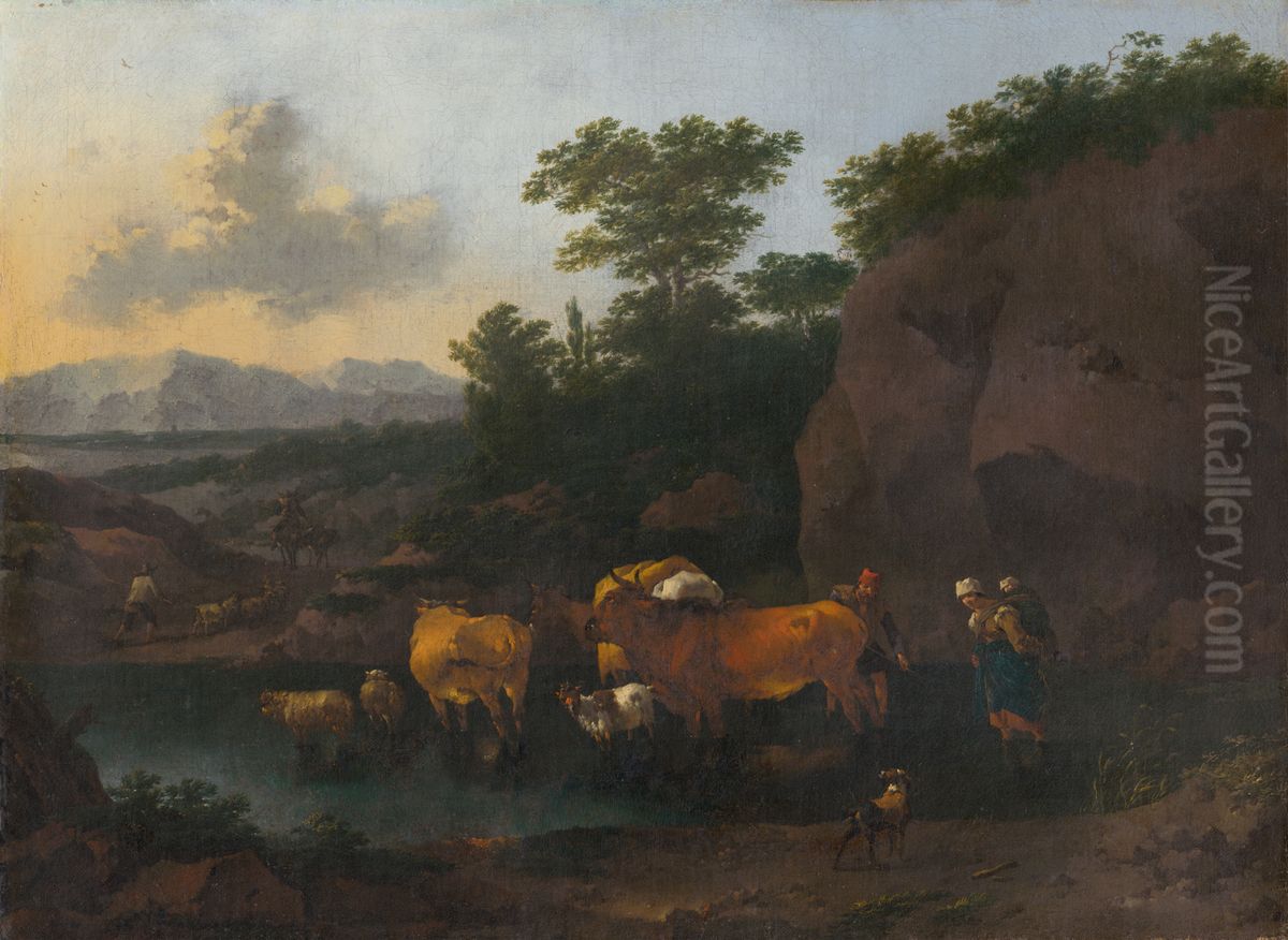 Ford Oil Painting by Nicolaes Pieterszoon Berchem