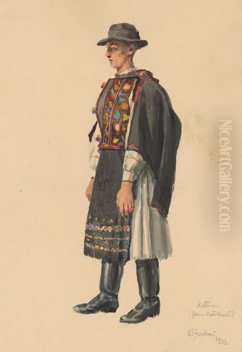 Detva Man - Jano Ostrihan Oil Painting by Ladislav Treskon