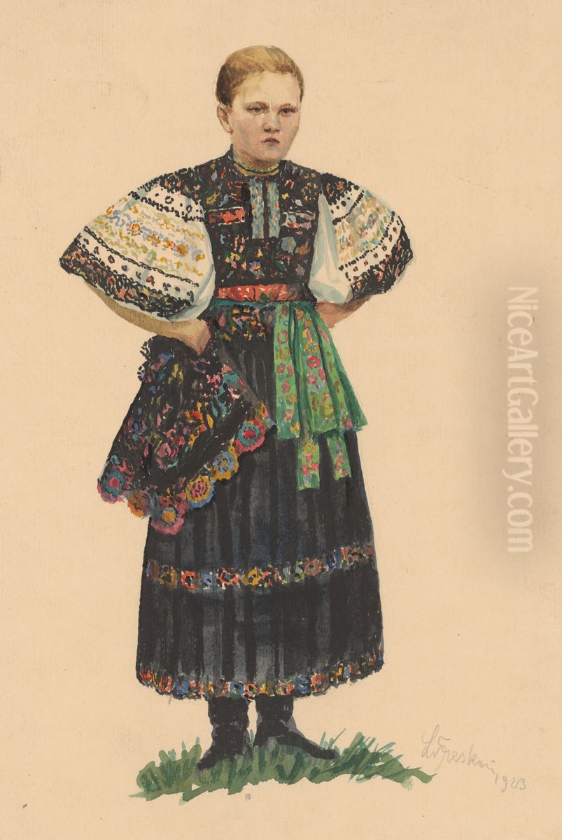 Dora Konopka from Ocova Oil Painting by Ladislav Treskon