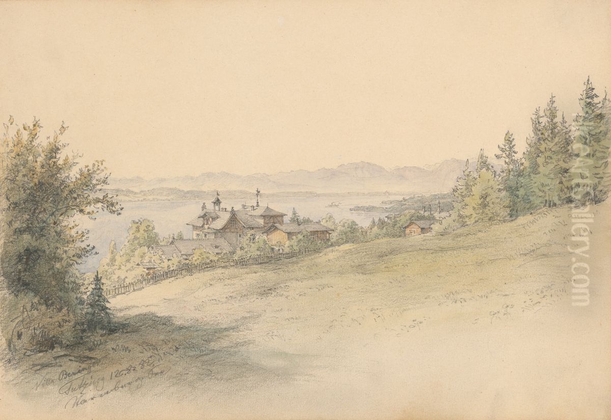 Pohlad na vilu Beringer Oil Painting by Karoly Lajos Libay