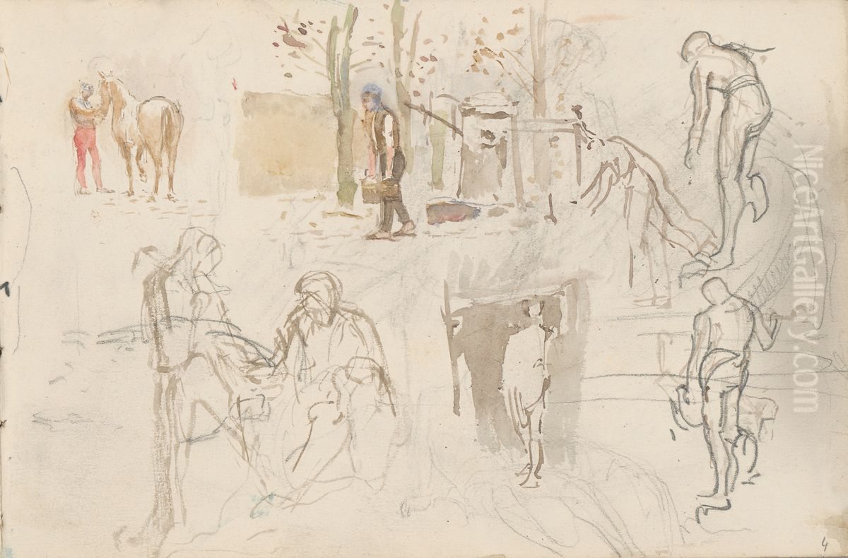 Studie postav Oil Painting by Laszlo Mednyanszky