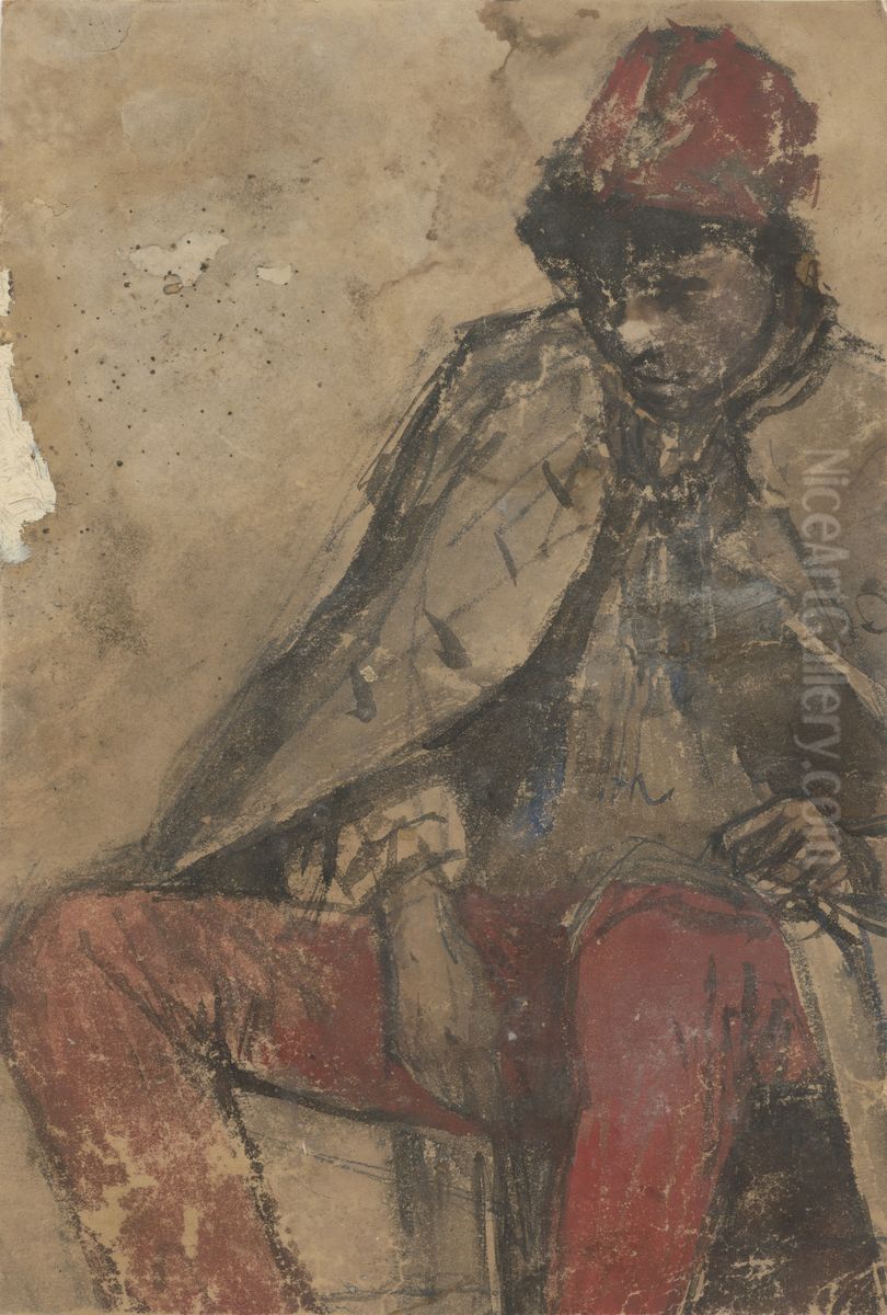 Sediaci cigan Oil Painting by Laszlo Mednyanszky