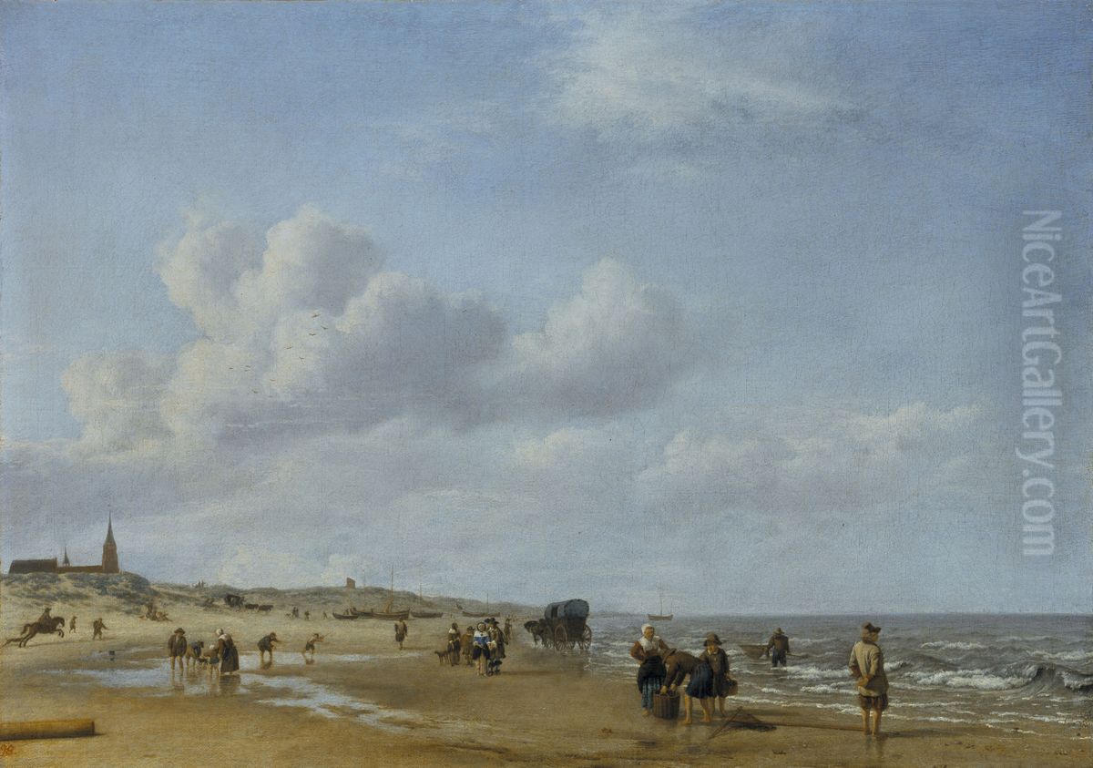 The Beach at Scheveningen Oil Painting by Adriaen Van De Velde