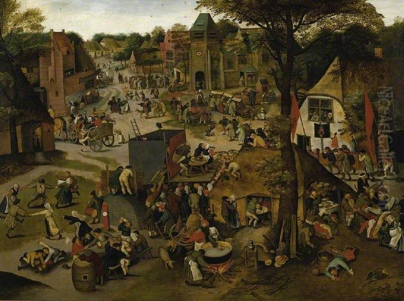 Village Festival in Honour of Saint Hubert and Saint Anthony Oil Painting by Pieter Brueghel the Younger