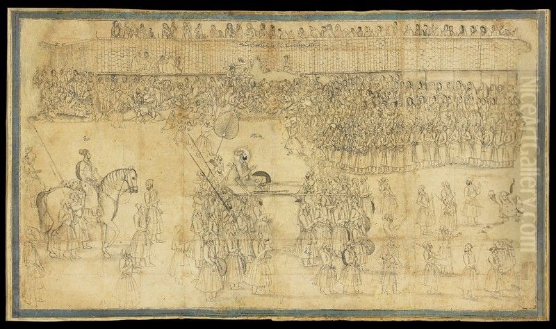 Prince Azam Shah enters Ahmedabad Oil Painting by Chitarman  II