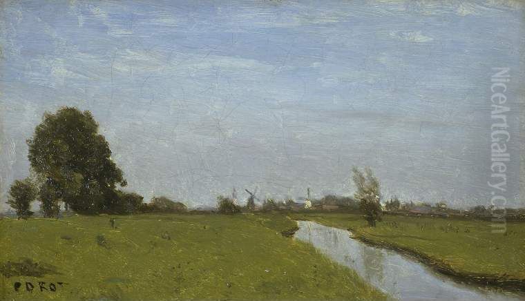 Dutch Landscape in Holland Oil Painting by Jean-Baptiste Camille Corot