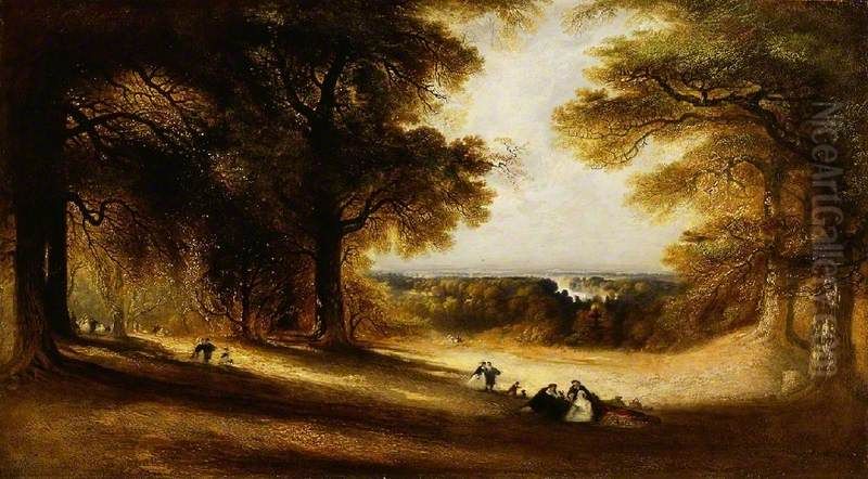 View in Richmond Park Oil Painting by John Martin
