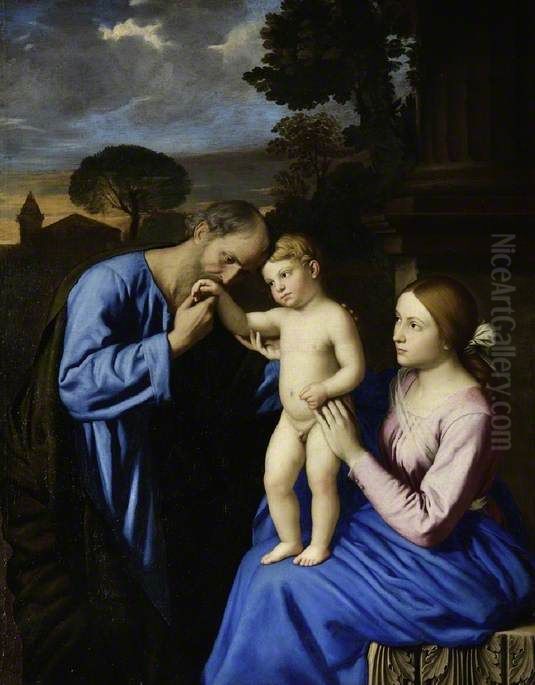 The Holy Family Oil Painting by Giovanni Battista Salvi da Sassoferrato