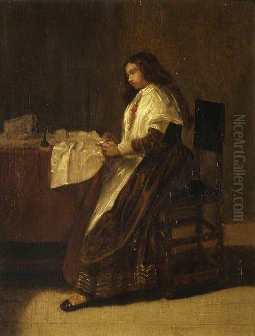Woman at Her Work Oil Painting by Dirck Hals