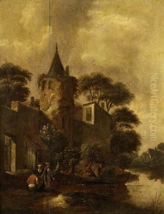 Outside the Town Wall Oil Painting by Nicolaes Molenaer