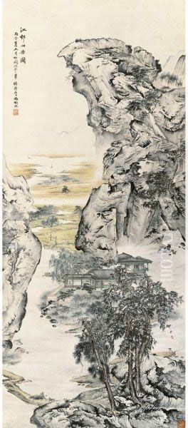 Landscape After Yan Ciping Oil Painting by Feng Chaoran