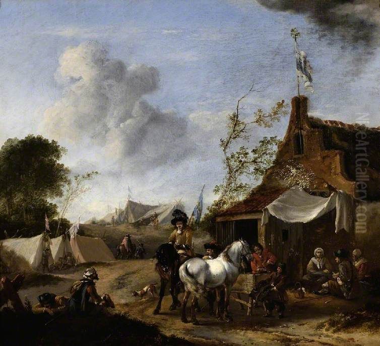 Encampment beside an Ale House Oil Painting by Pieter Wouwerman
