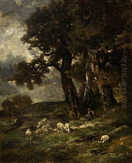 The Distant Storm Oil Painting by Charles Jacque