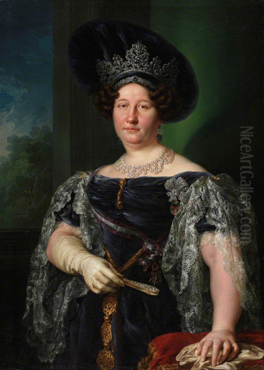 Maria Isabel de Borbon, Queen of the Two Sicilies Oil Painting by Vicente Lopez Portana