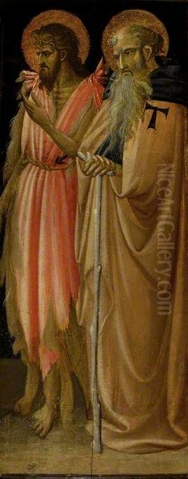 Saint John the Baptist and Saint Anthony Abbot (recto, panel 2) Oil Painting by Giovanni dal Ponte