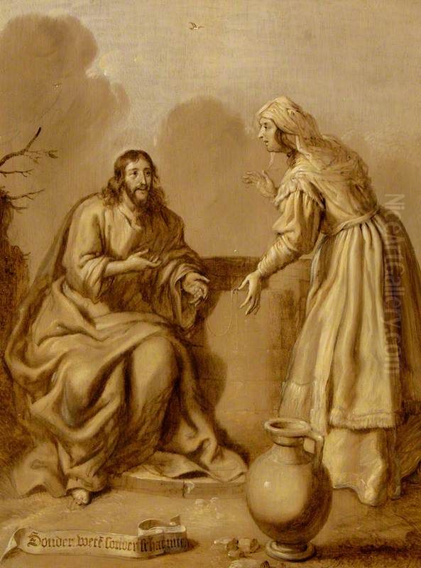 Christ and the Woman of Samaria at the Well Oil Painting by Adriaen van de Venne