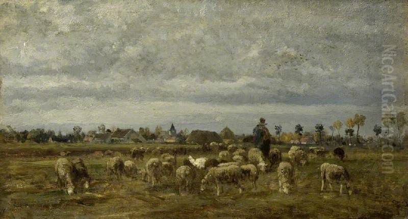 Shepherd and His Flock Oil Painting by Constant Troyon