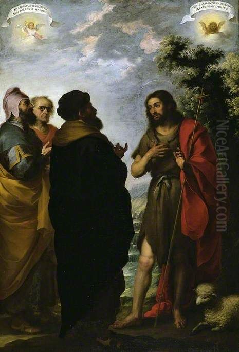 Saint John the Baptist with the Scribes and Pharisees Oil Painting by Bartolome Esteban Murillo