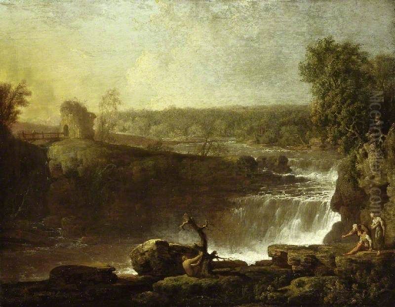 Bonnington Linn on the River Clyde Oil Painting by Jacob More