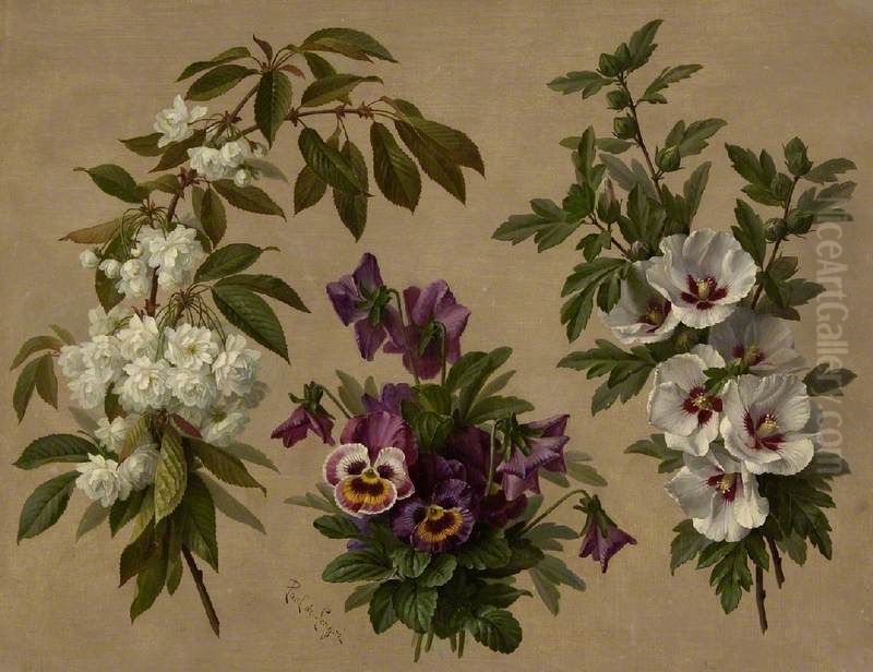 Three Flower and Shrub Plants Oil Painting by Paul De Longpre