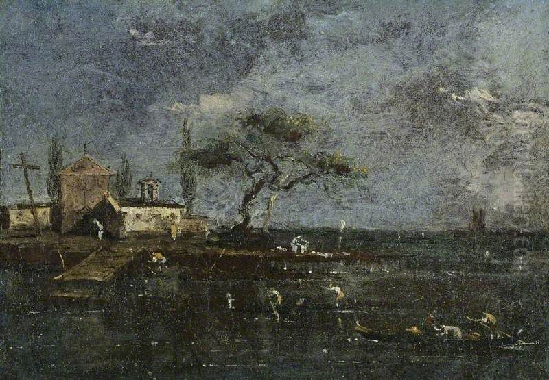 The Island of Anconetta, Venice Oil Painting by Francesco Guardi