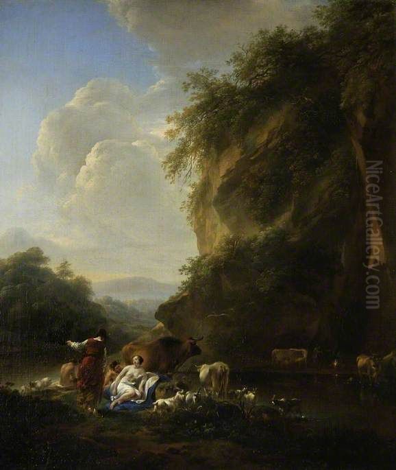 Landscape with Nymphs and Satyrs Oil Painting by Nicolaes Pieterszoon Berchem