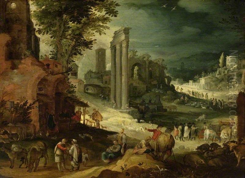 Landscape with Roman Ruins Oil Painting by Paul Bril
