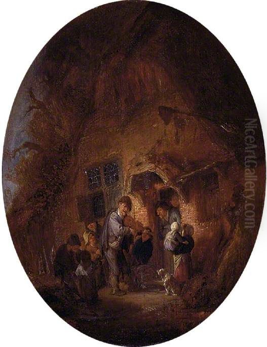 Fiddler at the Door of a House Oil Painting by Adriaen van Ostade