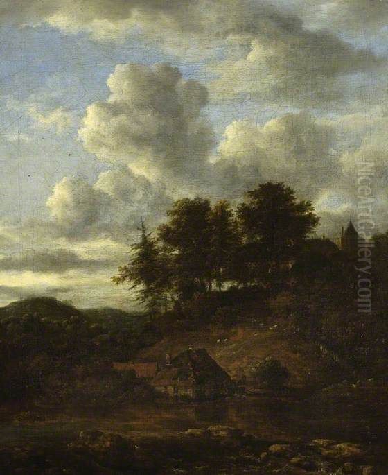Landscape with River and Pines Oil Painting by Jacob Van Ruisdael