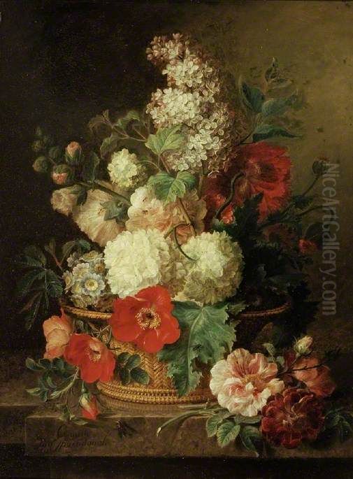 A Basket of Flowers Oil Painting by Cornelis van Spaendonck