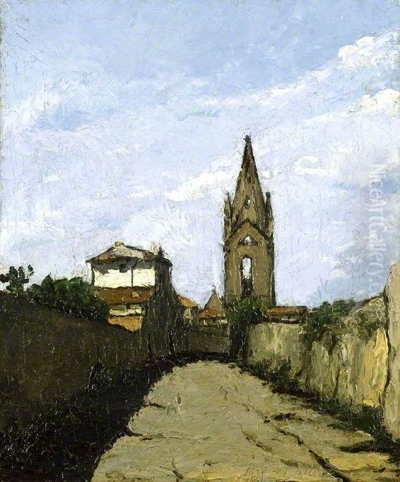 The Village Church Oil Painting by Antoine-Fortune Marion