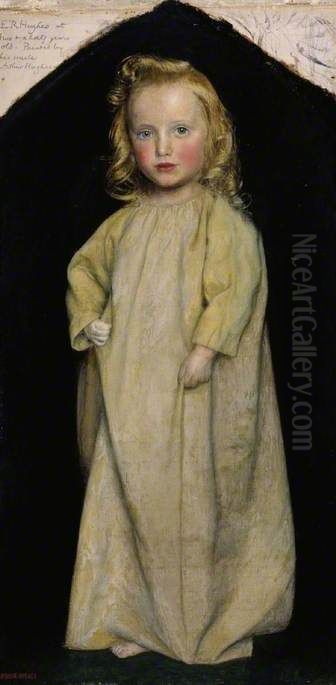 Edward Robert Hughes as a Child Oil Painting by Arthur Hughes
