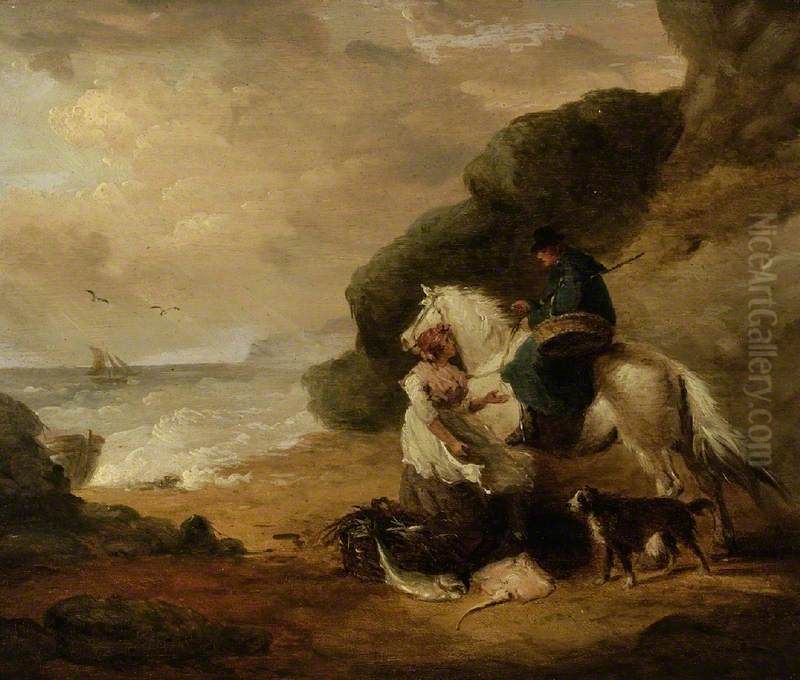 Buying Fish Oil Painting by George Morland