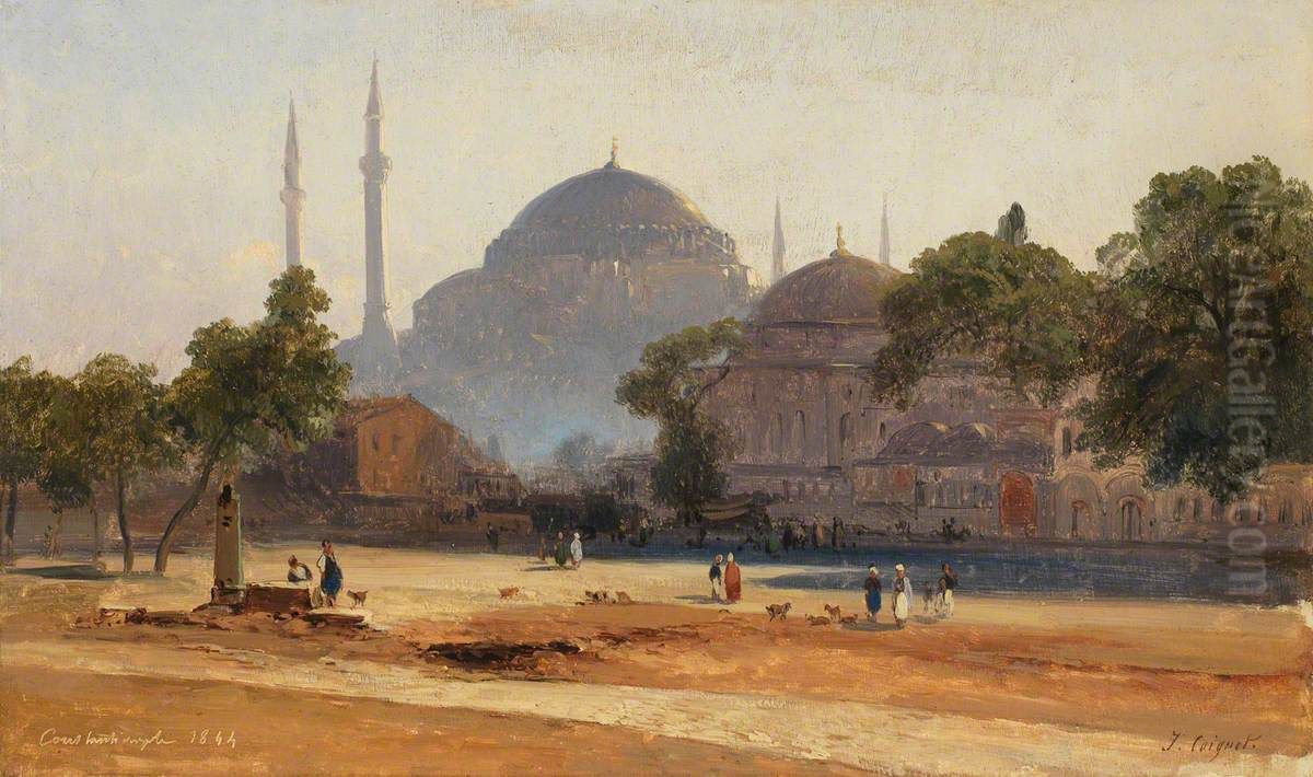 Constantinople with Hagia Sophia Oil Painting by Jules Louis Phillipe Coignet