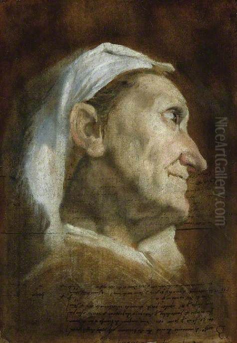 Head of an Old Woman Oil Painting by Annibale Carracci