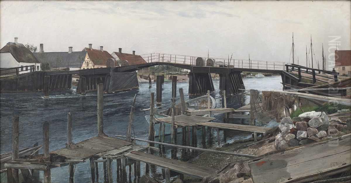 Broen ved Karrebaeksminde Oil Painting by Laurits Andersen Ring