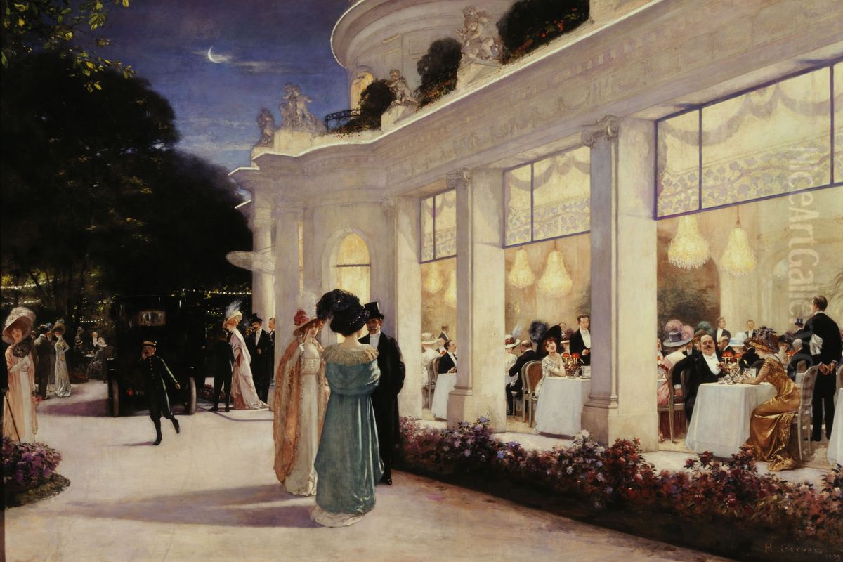 An evening at Pre Catelan Oil Painting by Henri Gervex
