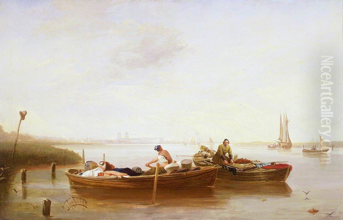 Greenwich from Blackwall Reach Oil Painting by Augustus Wall Callcott