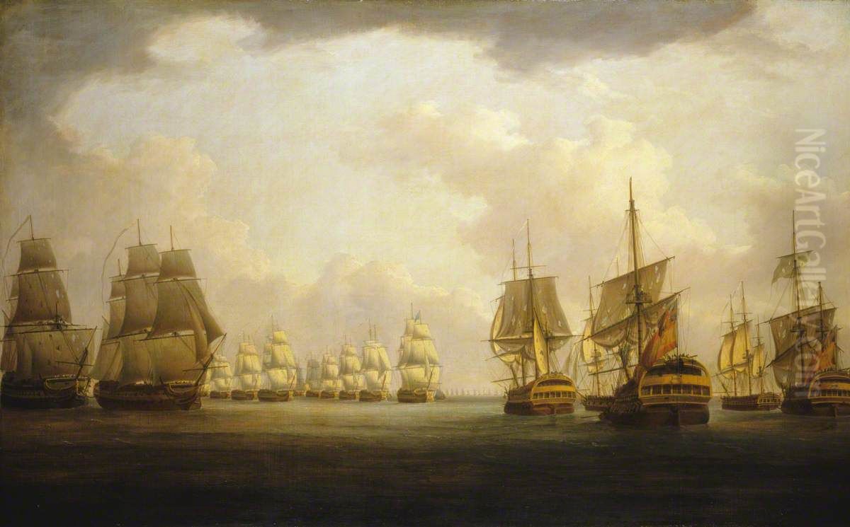 Admiral Sir Robert Calder's action off Cape Finisterre, 23 July 1805 Oil Painting by William Anderson