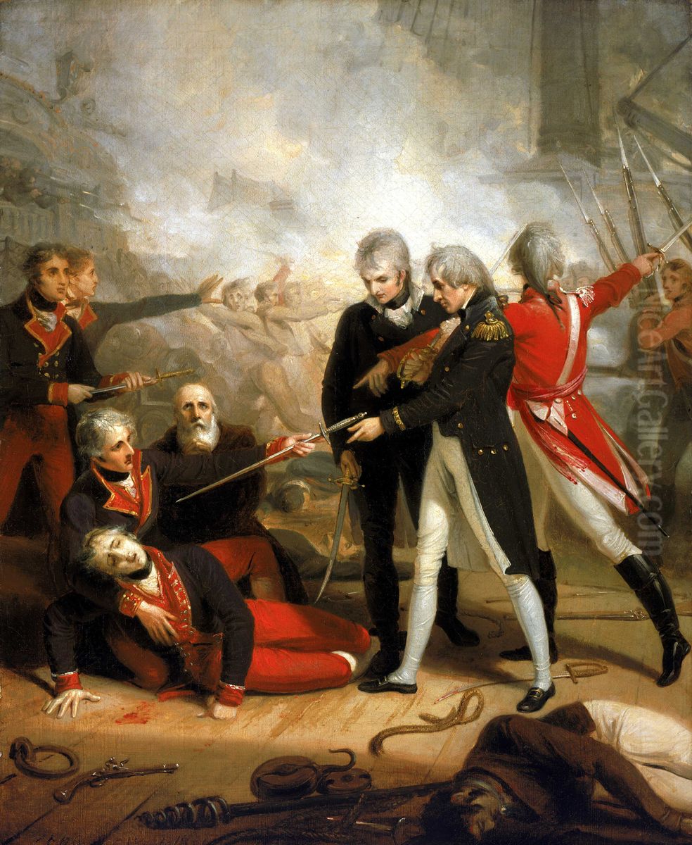 Nelson receiving the surrender of the 'San Nicolas', 14 February 1797 Oil Painting by Richard Westall