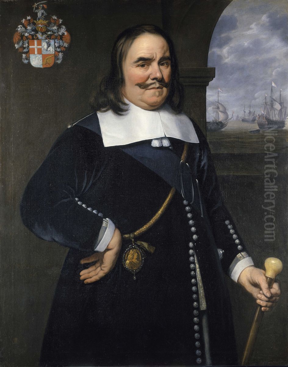 Michiel Adriaenszoon de Ruyter, 1607-76, Lieutenant-Admiral-General of the United Provinces Oil Painting by Hendrick Berckman