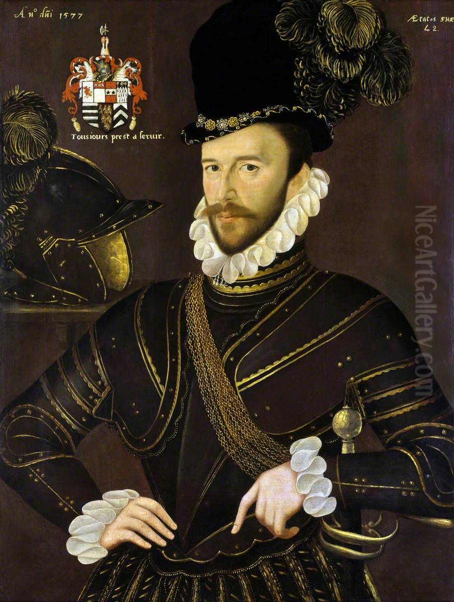 Richard Drake, 1535-1603 Oil Painting by George Gower