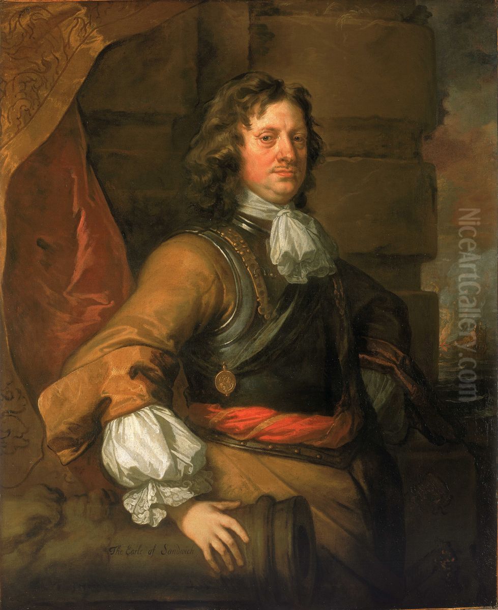 Edward Montagu, 1625-72, 1st Earl of Sandwich Oil Painting by Peter Lely